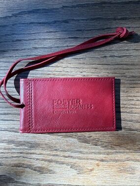 Red Leather Luggage Tag UW Foster School